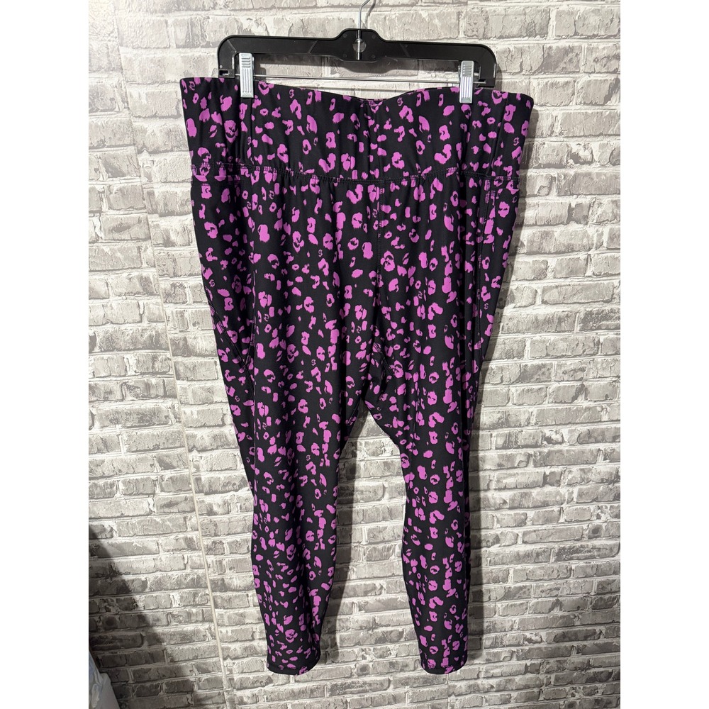 Livi Active Lane Bryant Purple Leopard Leggings Lattice Hem Plus Size 22/24